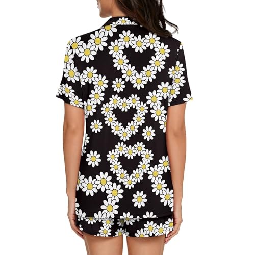 Image of Pjs Womens Short Sleeve Button Down Pajamas Set Two-Piece Nightwear with Pockets