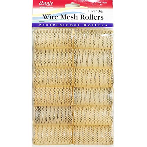 Annie Wire Mesh Rollers #1025, 12 Count Peach Large 1 1/2 Inch (2 Pack)