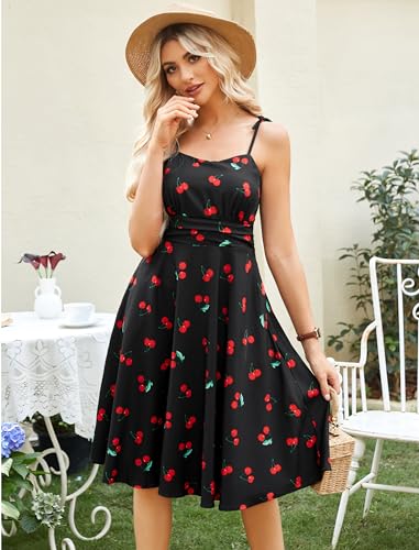 Image of Belle Poque Women's Spaghetti Strap Midi Vintage Tea Party Dress | Belle Poque Women's Spaghetti Strap Midi Vintage Tea Party Dress,A-line,Cocktail Dress,Graduation Homecoming Dress
