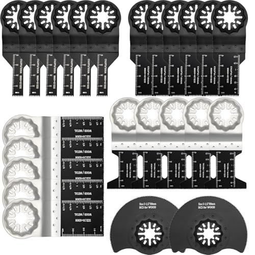 24-Piece Oscillating Multi-Tool Blade Set Universal Quick Release High-Carbon Steel Blades for Wood Metal PVC 3-1/2 inch