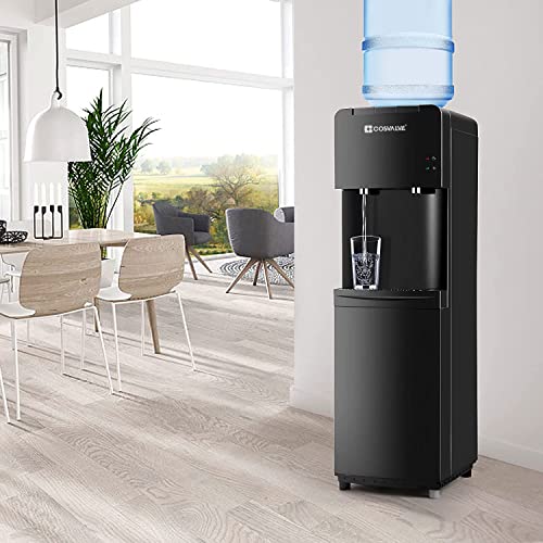 Water Coolers 5 Gallon Top Load,Hot/Cold Water Cooler Dispenser, Innovative Slim Design Energy Saving Freestanding With Child Safety Lock For Home Or Office Black #TOP6