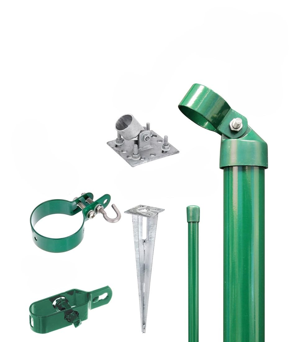 Alberts 601607 Zauneck-Set für Maschendrahtzaun | zinkphosphatiert | mit Bodenhüsle zum Einschlagen | Zaunhöhe 1500 mm