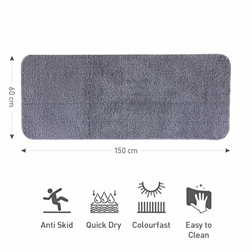Image of Obsessions Ultra-Absorbent Quick-Dry Bath Runner | 1400 GSM Polyester | Soft, Non-Slip & Fast-Drying Bathroom Rug for Safety & Comfort | 60 x 150 cm | Dark Grey
