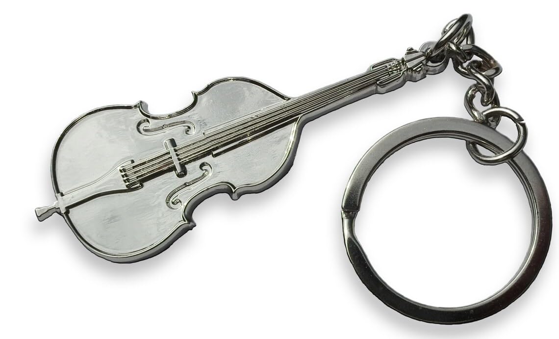 Double Bass Metal Keyring - Music Gift - Musical Instrument Metal Keyring