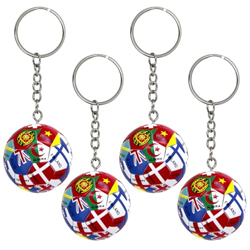 Rtisaeu 4PCS 2026 World Soccer Cup Keychain World Flags Football Keychain for Fan Gifts Party Favors