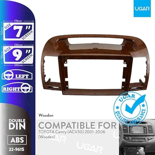 UGAR 22-961S Комплект консоли для автомобильного радиоприемника совместимый с TOYOTA Camry ACV30 2001 2006 гг. деревянный