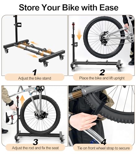 Housolution Vertical Bike Stand with 360&deg;Wheels up to 29", [2 Pack]Adjustable Height, No Drilling holds up to 80lbs, Freestanding Bike Rack for Garage & Apartment, Bike Stand Floor for MTB/Road Bikes