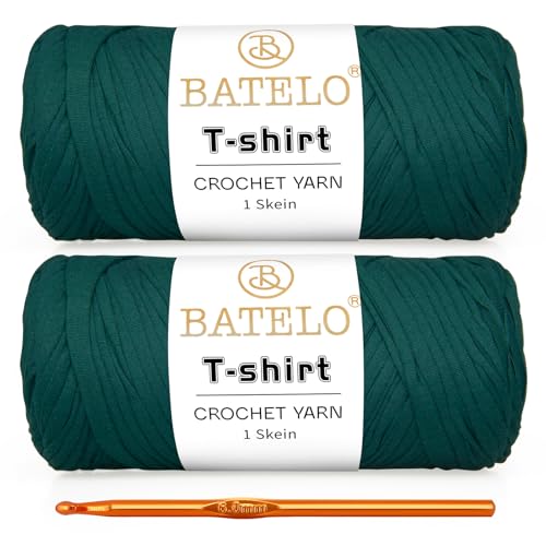 Image of 2 Pack T-Shirt Yarn for Beginner Crochet Bags /Basket /Coaster, Thick Polyester Fabric Yarn 400g /144yds High Elastic (Blackish Green)