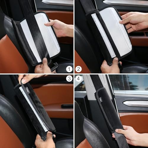 Mitavo Universal Auto Gurtpolster Set, 2 Stück in Schwarz, 25x7 cm Groß - Weiche Sicherheitsgurt Schutzkissen Gürtelkissen Schulterpolster für Komfort & Schutz, Kindersitz, Rucksack und Taschen