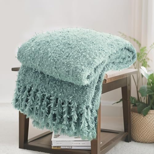 CloudDwelling Soft Knit Throw Blanket for Couch with Tassels 50"x60"
