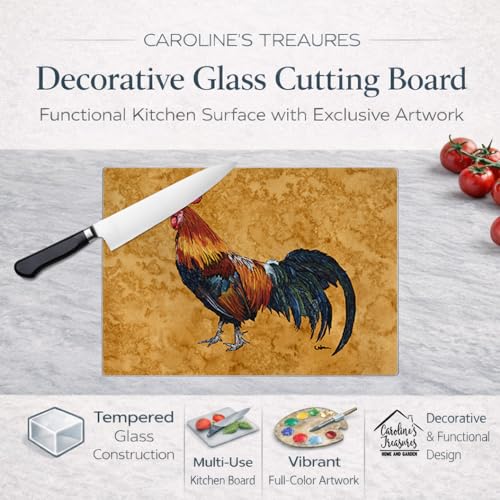 Caroline's Treasures 8651LCB Rooster Glass Cutting Board Large Decorative Tempered Glass Kitchen Cutting and Serving Board Large Size Chopping Board by Caroline's Treasures - Used condition - Image 3
