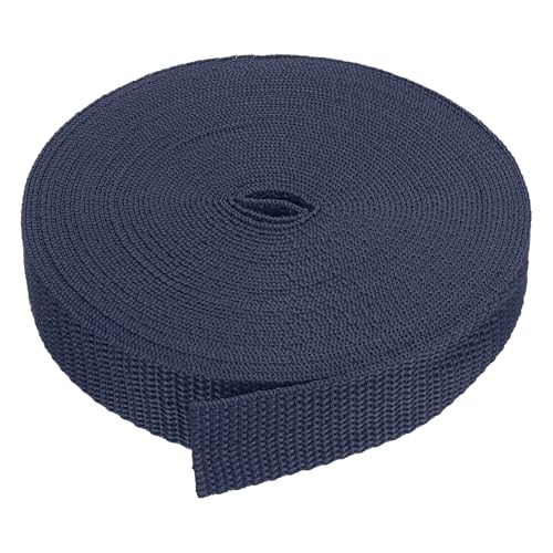 PATIKIL 10 Yard Webbing, 1 Inch Polypropylene Webbing Strap Heavy Webbing Roll Chair Straps for Indoor Outdoor Climbing DIY Crafting, Navy Blue