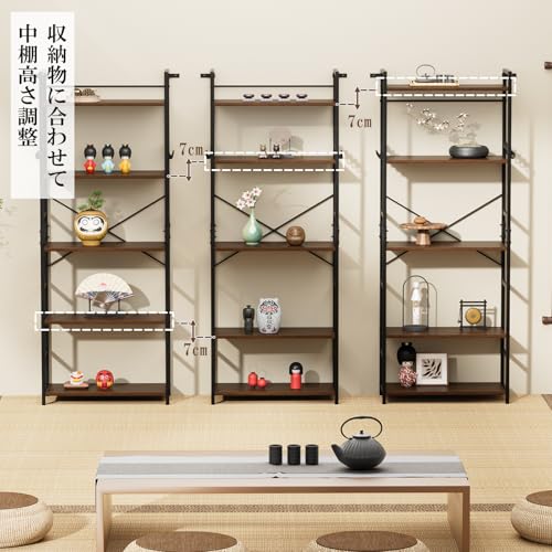 キッチンラック 棚 オープンラック YDH 5段 オープンシェルフ キッチン 棚 本棚 スリム 隙間収納 木製棚板 スチール おしゃれ ウッドラック スリム キッチンシェルフ リビング ディ 組立簡単 収納ラック 幅60×奥行30×高さ158cm [3]