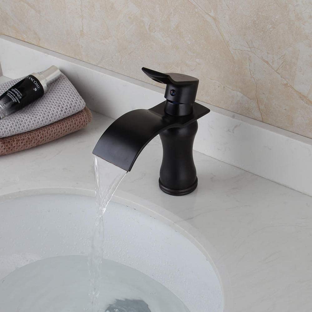 Robinet mitigeur monté sur le pont noir en laiton massif pour lavabo cascade haut de gamme