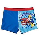 Kinder Badehose | Feuerwehrmann Sam | Größe 104-140 | Badeshorts | Badeboxer, Größe:110, Farbe:Blau