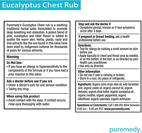 Puremedy Eucalyptus Chest Rub, Homeopathic Remedy To Promote Deep Breathing And Relaxation (2Oz) #TOP5