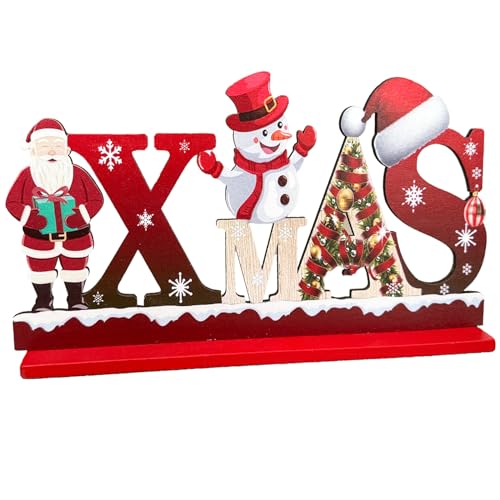 BOOSHMall Scritta di Natale in Legno, Decorazioni Natalizie in Legno, Natalizie Ornamenti da Tavolo con Scritta Xmas, Natallizi Addobbi per Natale Casa Regalo Festa