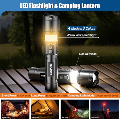 Image of SKYFIRE 1139LM High Lumens Flashlight, 3-Color Camping Light, 2300FT Range