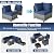 Aoxun 7 Pieces Patio Furniture Set with 44” Fire Pit Table Wicker Rattan Outdoor Sectional Conversation Set with Coffee Table and 4” Thickened Cushions, Gray/Blue(Waterproof Cover Included)