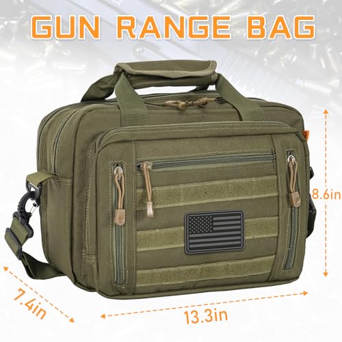 Image of Pistol Case, Gun Range Bags For 2 Pistols 6 Magazines Carrying Shooting Bag with Lockable Zipper for Shooting Range Outdoor Hunting
