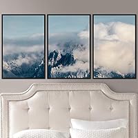 3 Piece Framed Canvas Wall Art Foggy Mountains Canvas Prints Home Artwork Decoration for Living Room,Bedroom - 16