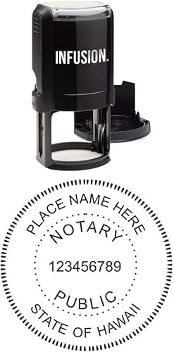 Infusion Sellos personalizados del estado público del notario de Hawaii, sello autoentintado redondo de 1-58"