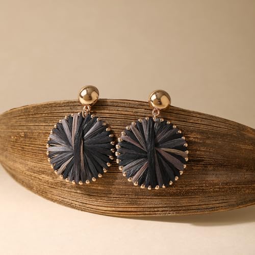 Boucles d'oreilles raphia bohème chic légères pour look été - 2