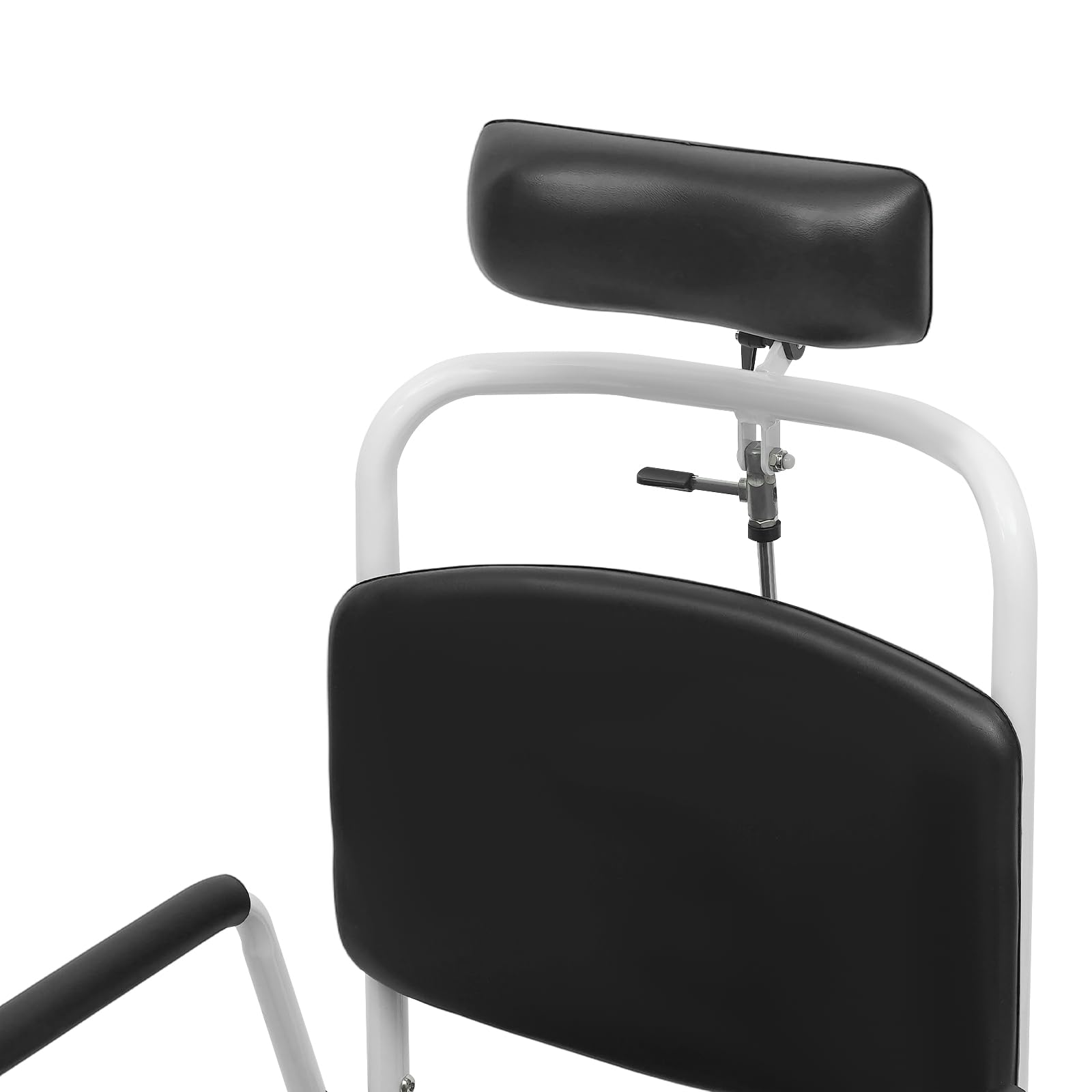 Prysznicowy wózek inwalidzki z regulowanym oparciem w zakresie 90-140°, składane podłokietniki do 100 kg, pomoc w kąpieli, regulacja wysokości siedziska 45-50 cm, 4 kółka hamulcowe, wózek inwalidzki