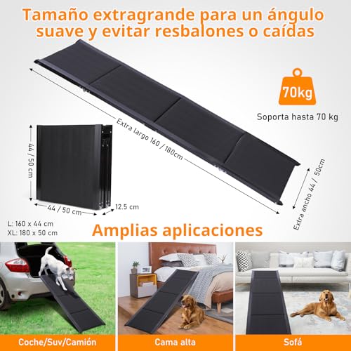 Miniatura 3 de Fasnati Rampa Para Perros Coche, 180 50cm, Rampa Portátil Para Mascotas Para Perros Grandes Con Cinta Antideslizante, Disponible Para Camión, Coche, Suv, Ligera Y Fácil Almacenamiento