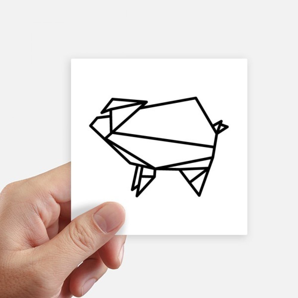 Autocollant carré origami pig de 10 cm multicolore pour personnaliser vos objets 8 pièces