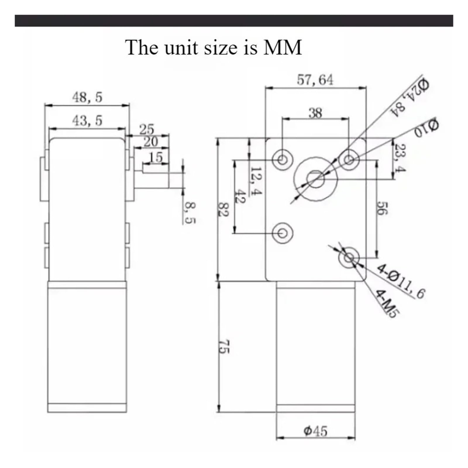 DC 12 V 24 V starkes Drehmoment, Metall-Turbo-Schneckengetriebe, Motor, umgekehrt, niedrige Drehzahl, 250 kg. cm, selbstsichernder Schneckengetriebemotor
