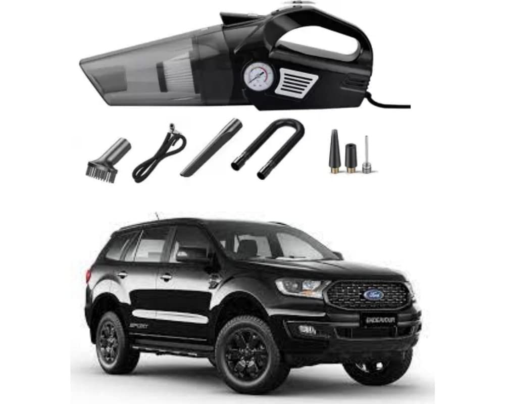 Oshotto 3-in-1 Tire Inflator Portable Car Vacuum Cleaner, with Tire Pressure Gauge and LED Light, 12V DC Air Compressor Pump, 15FT Cord Compatible with Ford Endeavour Oshotto 3-in-1 Tire Inflator Portable Car Vacuum Cleaner, with Tire Pressure Gauge and LED Light, 12V DC Air Compressor Pump, 15FT Cord Compatible with Ford Endeavour