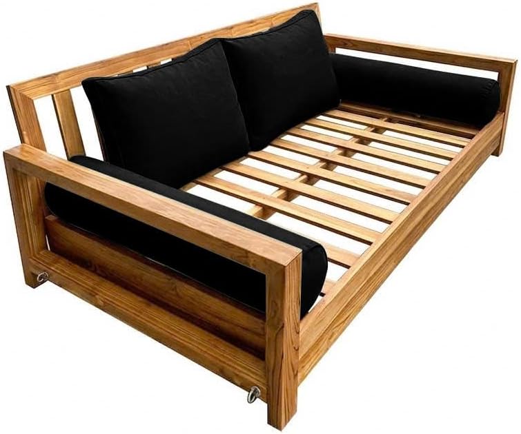Prolinemax Style 1 Pillow & Bolster Cushion for Outdoor Indoor Daybed Porch Swing Bed Crib Size Pipe Trim AD109 | Covers ONLY |