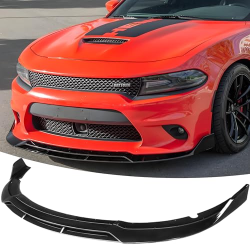 MUTUSAISI Gloss Black Front Bumper Lip Splitter Kit Fit for Dodge Charger SRT/Hellcats/Scat Pack 2015-2023 RT Style, Air Chin Body Kit Accessories