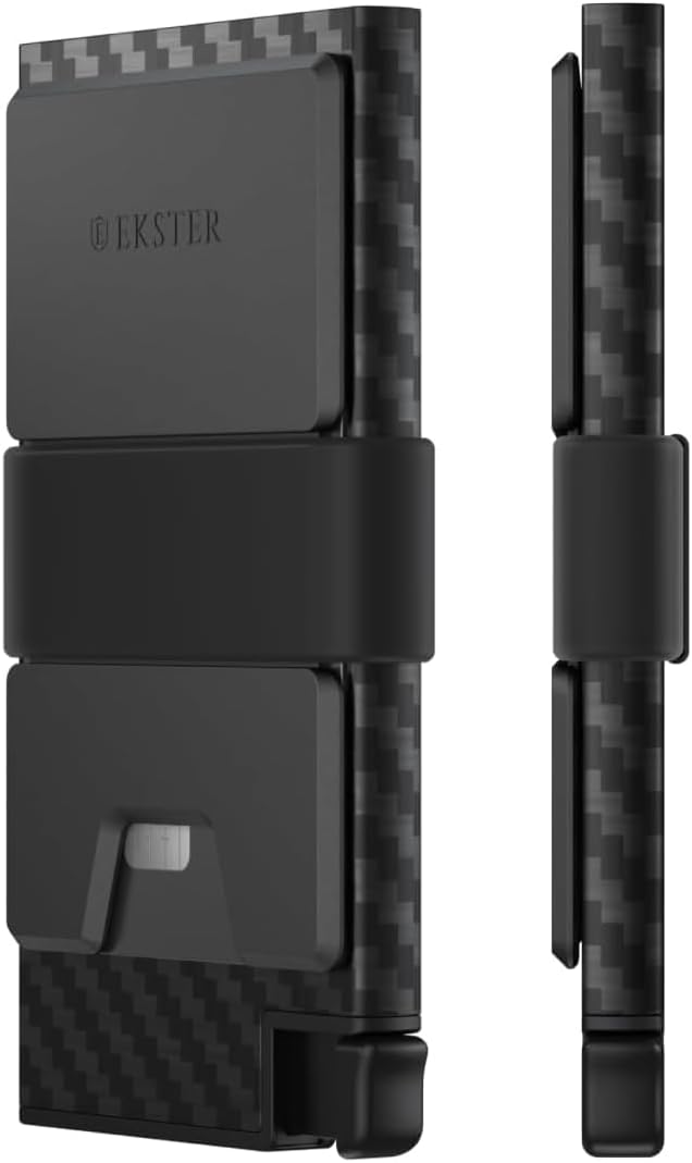 Aluminum Cardholder Wallet for Men | Metal Wallets with RFID Blocking Layer | Slim & Minimalist Aluminum Wallet with Push Button for Quick Card Access, Carbon Fiber, One Size, Cardholder