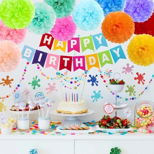 Image of Vuzvuv 54Pcs Glitter Art Paint Splatter Paper Cutouts Bulletin Board Decorations for Birthday Party Theme Decor Supplies