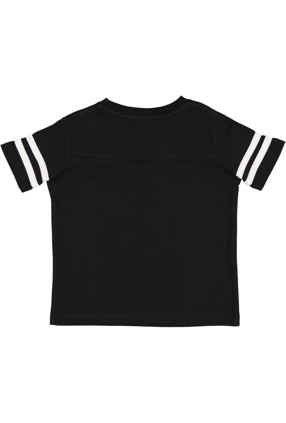 RABBIT SKINS Toddler Fine Jersey Short Sleeve Football Tee, Black/White, 2T