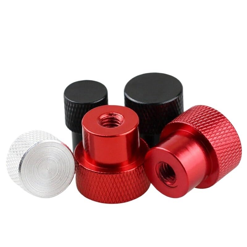 Blind Hole Hand Nut Aluminum Alloy Knurled Step Nut with Collar Thumb Nuts M3 M4 M5 M6 M8 M10 1Pcs(Red,M3x12x12mm)