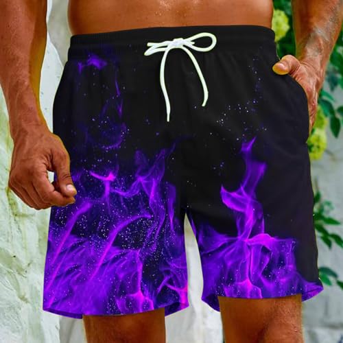 Mens Swim Trunks with Quick Dry Swim Shorts Swimming Trunks Bathing Suit Boardshorts Classic Flame 3D Printed Hawaii Short 14