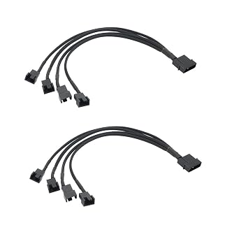 2 Pack Molex to 3 Pin Fan Adapter Computer PC Case Fan Power Splitter Cable for Molex to 4 pin 12V PWM Splitter Sleeved Braided Cable 1 to 4