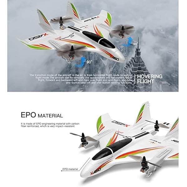 2.4-G fjärrkontroll, 6-kanals borstlösa motorflygplan, vertikal start, LED RC glider, fast flygelflygplan, RTF, För nybörjare, pojkar, barn, småbarn