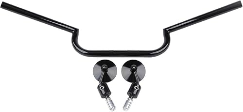 Miniatura 3 de TCT-MOTORPARTS Manillar de motocicleta Clubman Cafe Racer negro de 78 pulgadas con retrovisor final apto para Triumph Thruxton BMW Ducati Royal