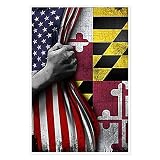 Canvas Prints Wall Art For Home and Office Wall Decoration Maryland State Flag And American Flag Can