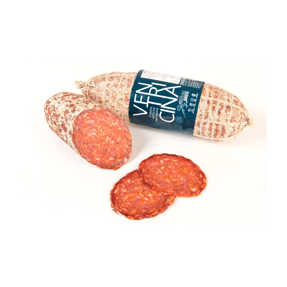 Ventricina piccante da 1,4 kg circa Salumificio Corte Marchigiana, salame sottovuoto, carne 100% italiana, senza glutine