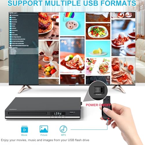 Leitor de DVD, leitores de DVD HDMI para TV com microfone e entrada USB, reprodutor de disco livre p