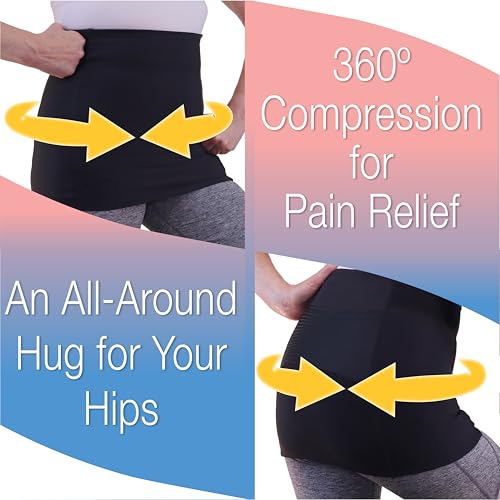 Alki Active® Hip Pain Relief Compression Band for Women - for Sciatic Nerve, Hip Flexor Strain, Torn Labrum, Arthritis, Bursitis, EDS, Fibromyalgia (Medium)