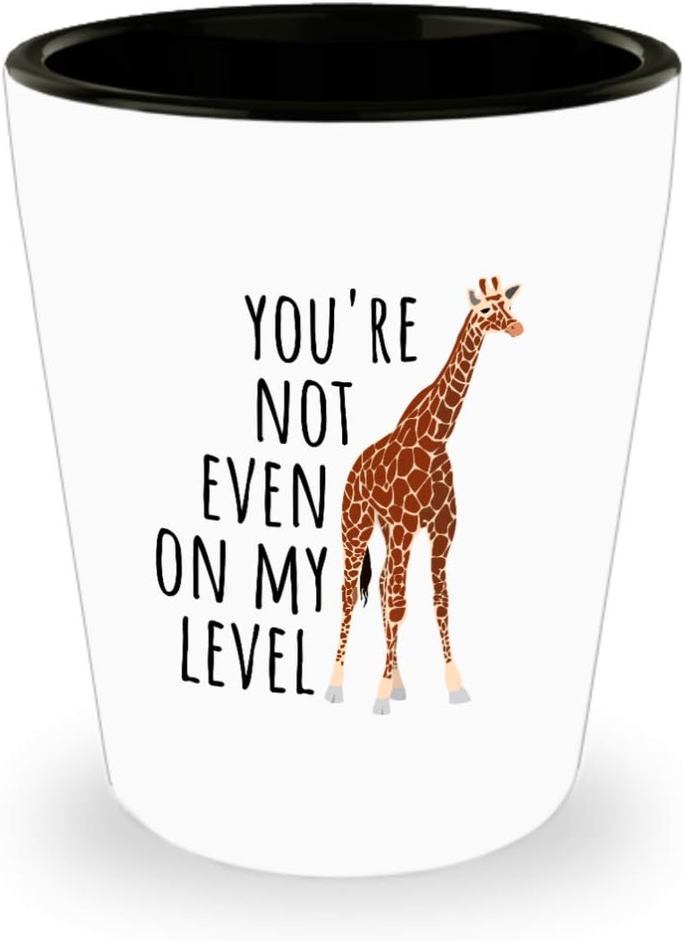realpeoplegoods Cute Giraffe Shot Glass - You're Not Even On My Level - Funny Animal Pun