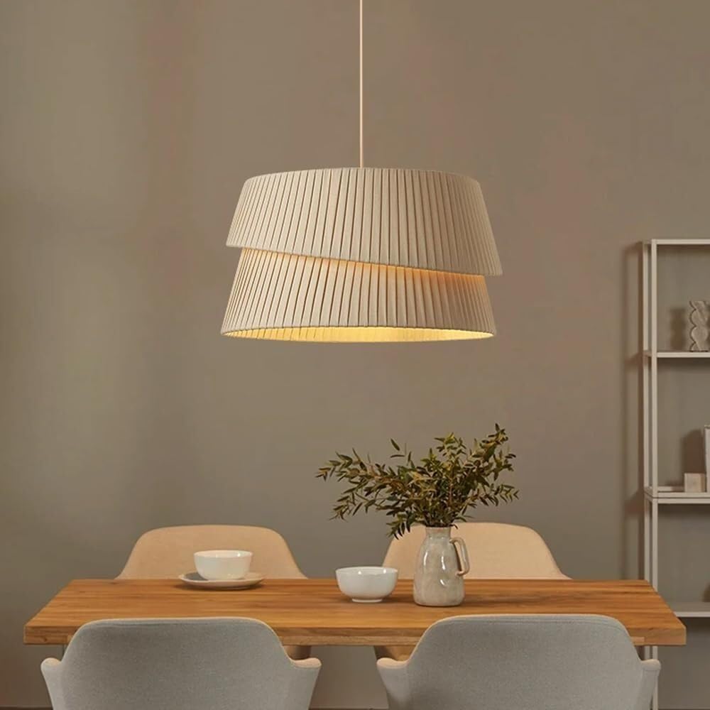 Żyrandol z tkaniny Led w stylu francuskim, lampa wisząca do salonu, jadalni lub sypialni, nordycka minimalistyczna ręcznie robiona tkanina wisząca / 55 cm