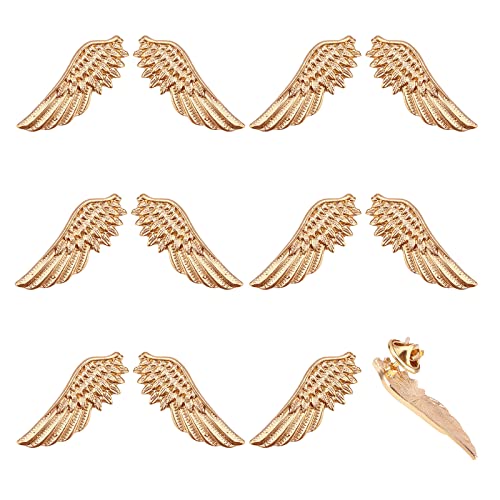 CHGCRAFT 6 Pairs Angel Wings Brooches Pin Light Gold Wing Alloy Brooches for Suit Shirt Collar Lapel Pins Sweater Shawl Coat Breastpin Accessories for Wedding Party Jewelry, 14x38x1.8mm
