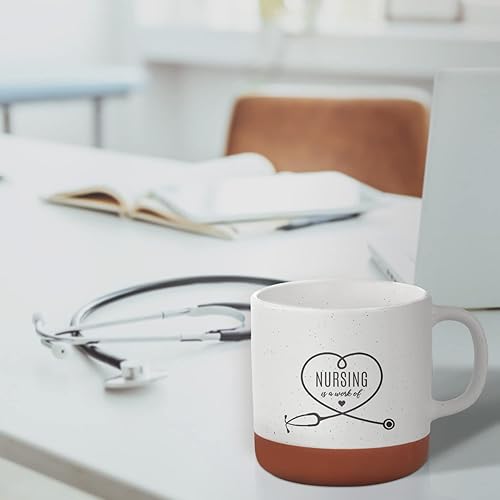 Miniatura 6 de Taza de café de cerámica moteada de 13 onzas de enfermería es un trabajo de corazón, para asistente médico, enfermeraasistente de enfermera, taza de